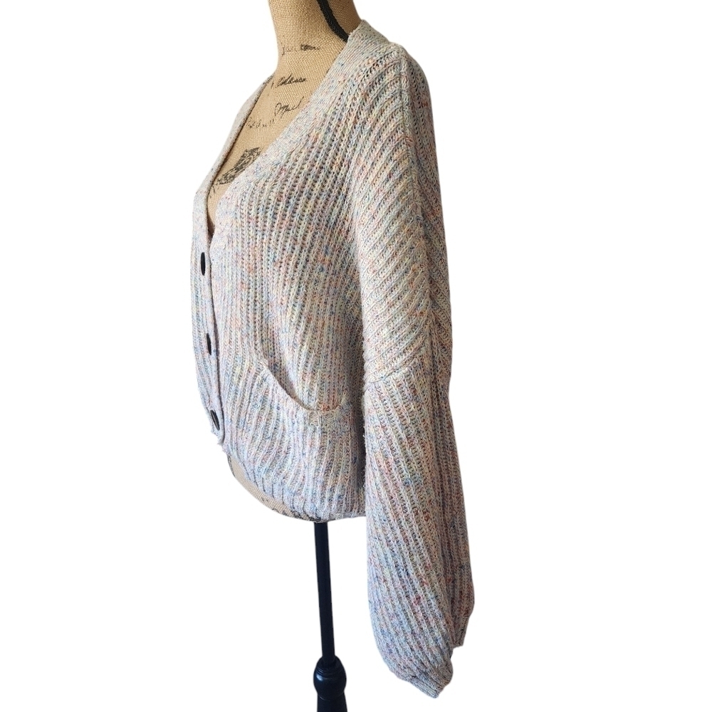 Lea & Viola button Front V-neck Cardigan Sweater Long Sleeve - Medium - Picture 3 of 6